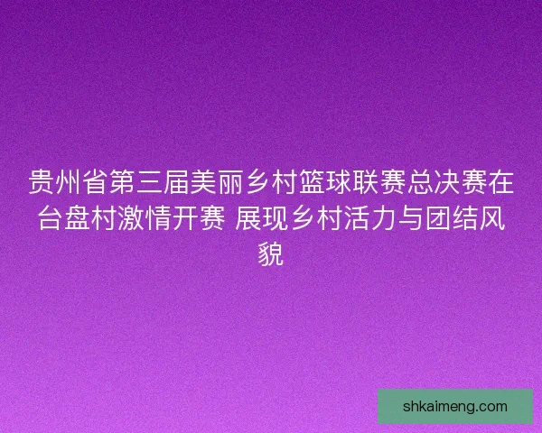 贵州省第三届美丽乡村篮球联赛总决赛在台盘村激情开赛 展现乡村活力与团结风貌